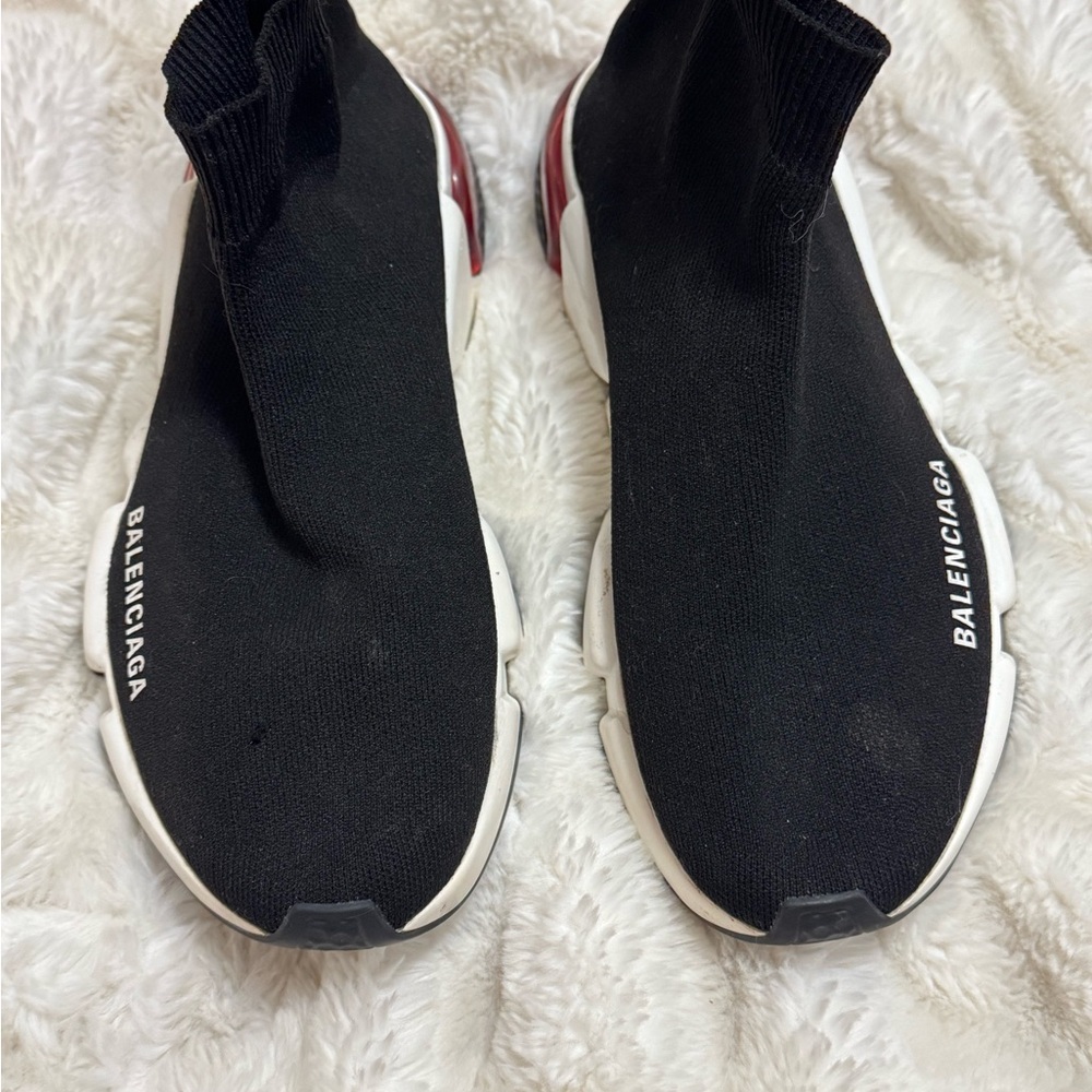 Balenciaga Black and White Knit Sneakers